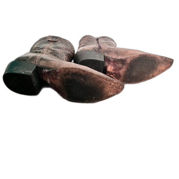 Sonora Double H Women's Boots Brown Western Leather Ankle Boots Size 9 - Picture 5 of 7